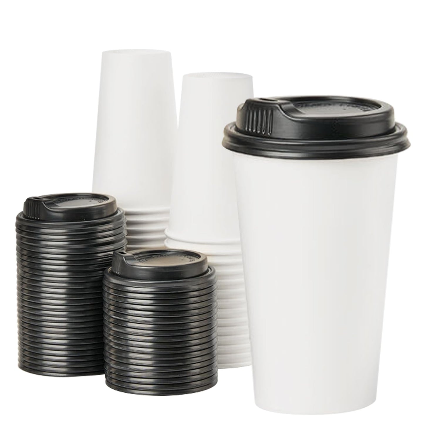 RACETOP [100 pack] Disposable Coffee Cups with Lids 16 oz Paper Cups with Lids Hot Cups with Lids To Go Cups with Lids