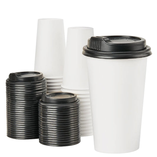 RACETOP [100 pack] Disposable Coffee Cups with Lids 16 oz Paper Cups with Lids Hot Cups with Lids To Go Cups with Lids